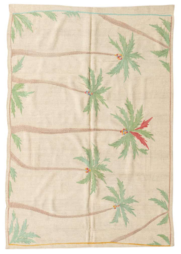 5' x 6' 2 Hand Woven Kilim Suzani Wool Square Rug