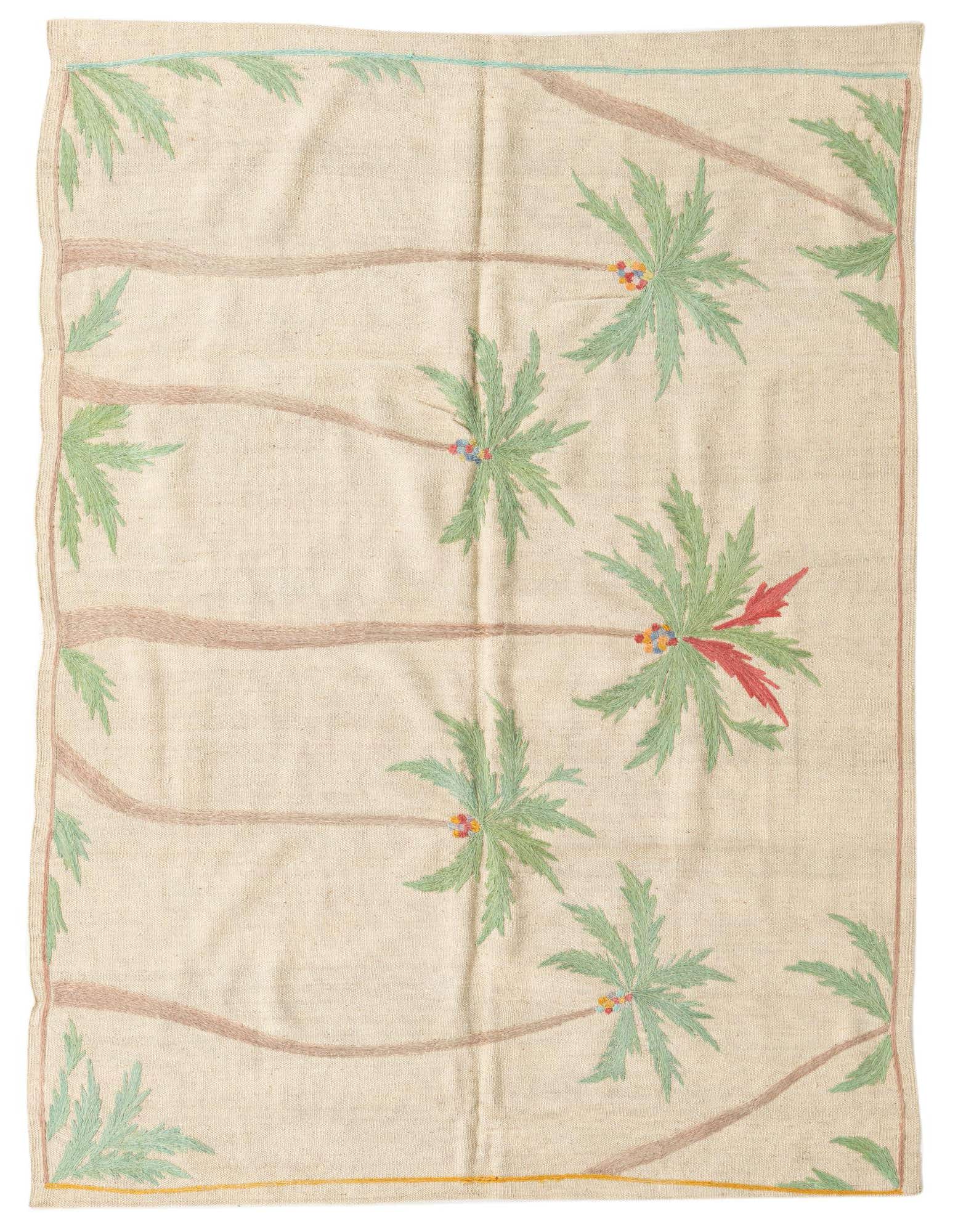 5' x 6' 2 Hand Woven Kilim Suzani Wool Square Rug