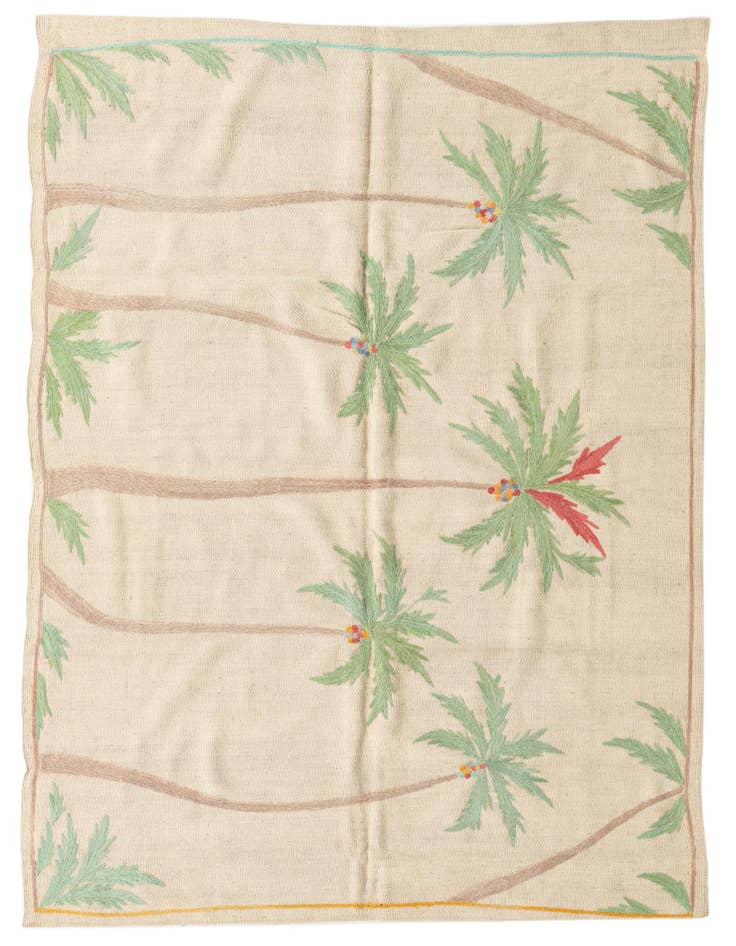 Detail image of 5' x 6' 2 Hand Woven Kilim Suzani Wool Square Rug