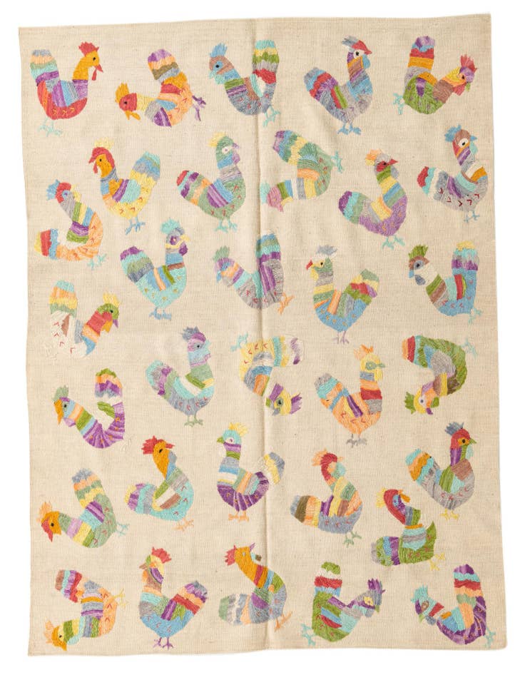Detail image of 5' 2 x 6' Hand Woven Kilim Suzani Wool Square Rug