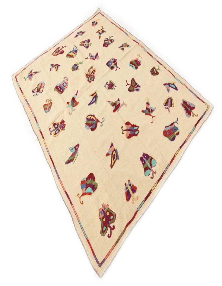 Detail image of 5' 2 x 6' 8  Hand Woven Kilim Suzani Wool Square Rug