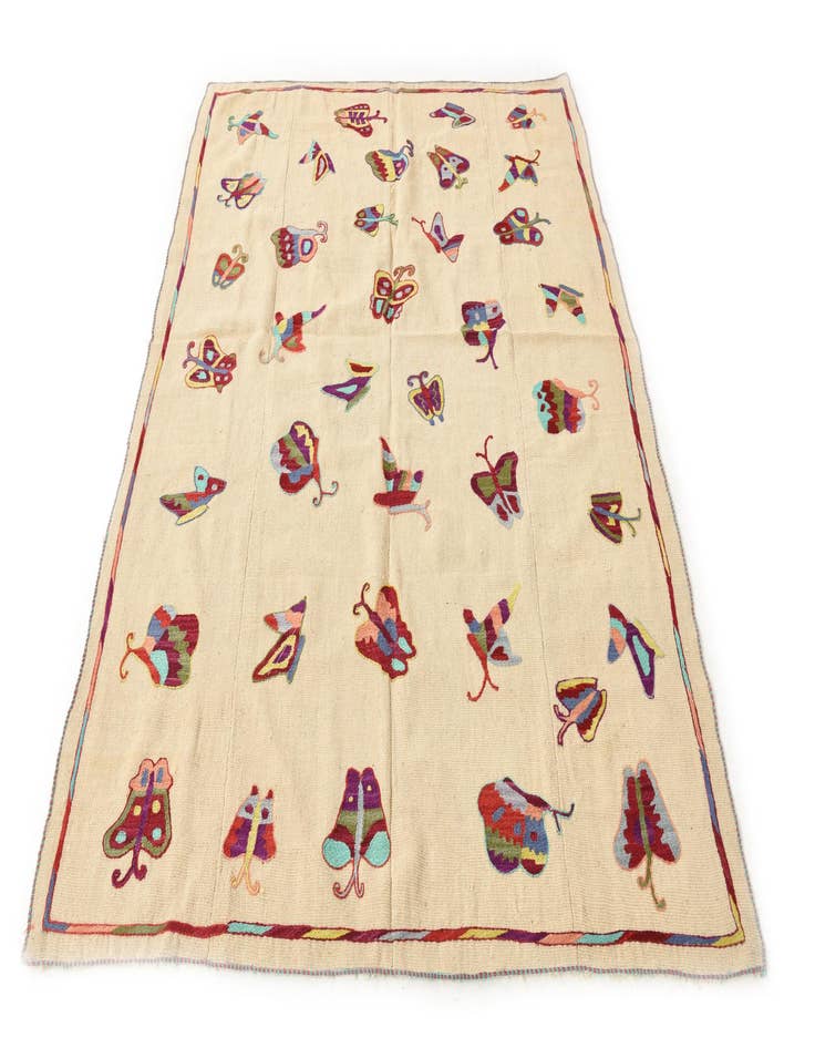 Detail image of 5' 2 x 6' 8  Hand Woven Kilim Suzani Wool Square Rug