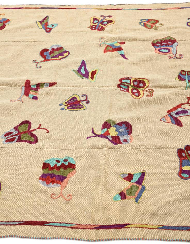 Detail image of 5' 2 x 6' 8  Hand Woven Kilim Suzani Wool Square Rug