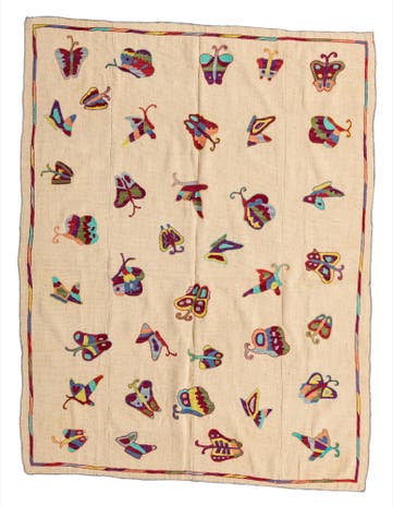 5' 2 x 6' 8 Hand Woven Kilim Suzani Wool Square Rug