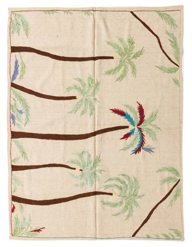 Detail image of 5' 2 x 6' 1 Hand Woven Kilim Suzani Wool Square Rug