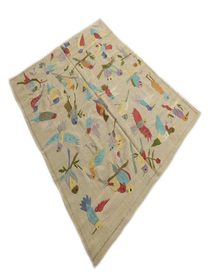 Detail image of 5' x 6' 1  Hand Woven Kilim Suzani Wool Square Rug