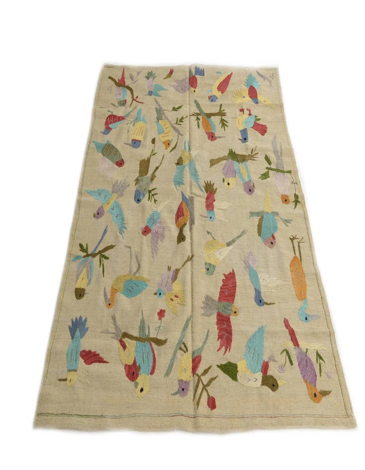 Detail image of 5' x 6' 1  Hand Woven Kilim Suzani Wool Square Rug