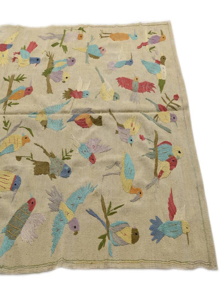 Detail image of 5' x 6' 1  Hand Woven Kilim Suzani Wool Square Rug