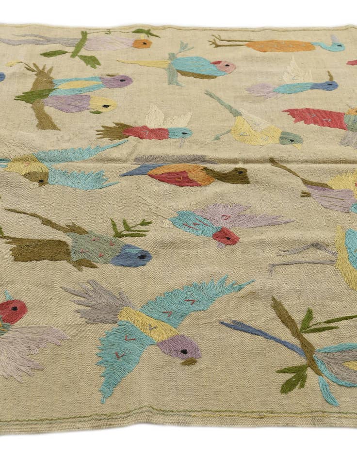 Detail image of 5' x 6' 1  Hand Woven Kilim Suzani Wool Square Rug