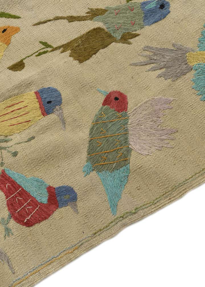 5' x 6' 1 Hand Woven Kilim Suzani Wool Square Rug