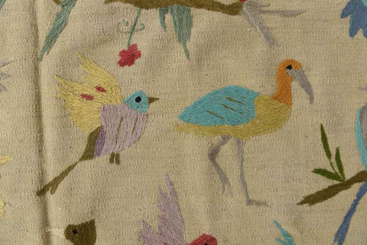 5' x 6' 1 Hand Woven Kilim Suzani Wool Square Rug