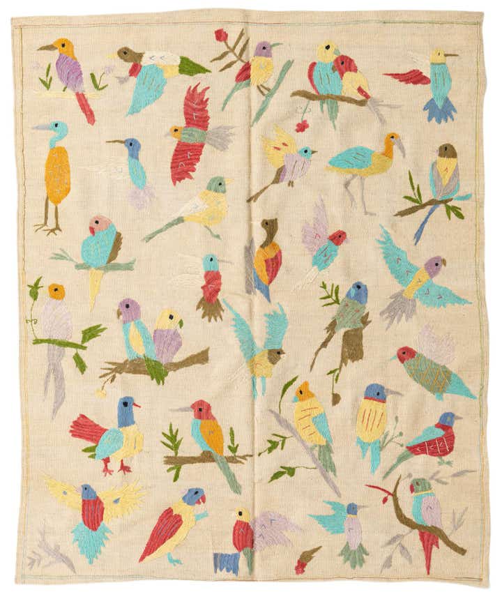5' x 6' 1 Hand Woven Kilim Suzani Wool Square Rug