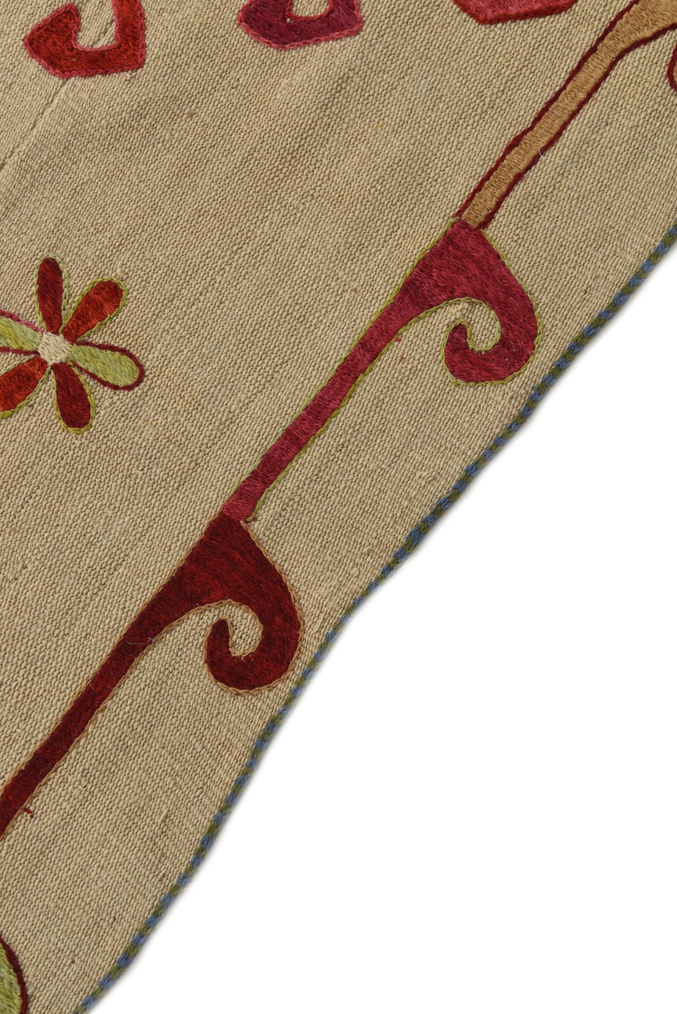 4' 10 x 6' 9 Hand Woven Kilim Suzani Wool Square Rug