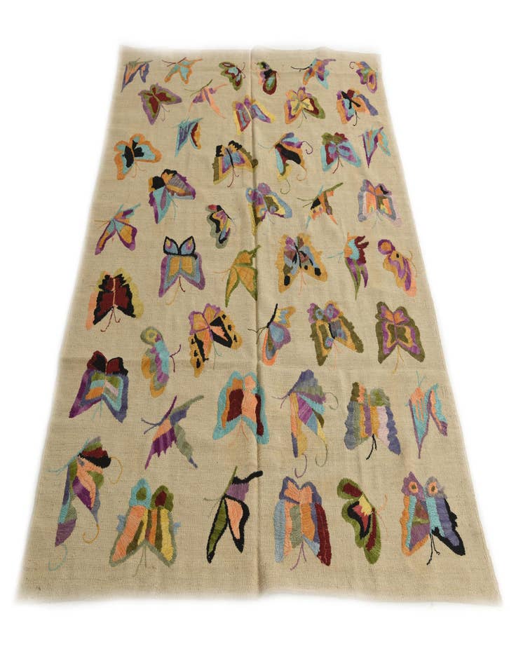 Detail image of 5' 2 x 6' 4  Hand Woven Kilim Suzani Wool Square Rug