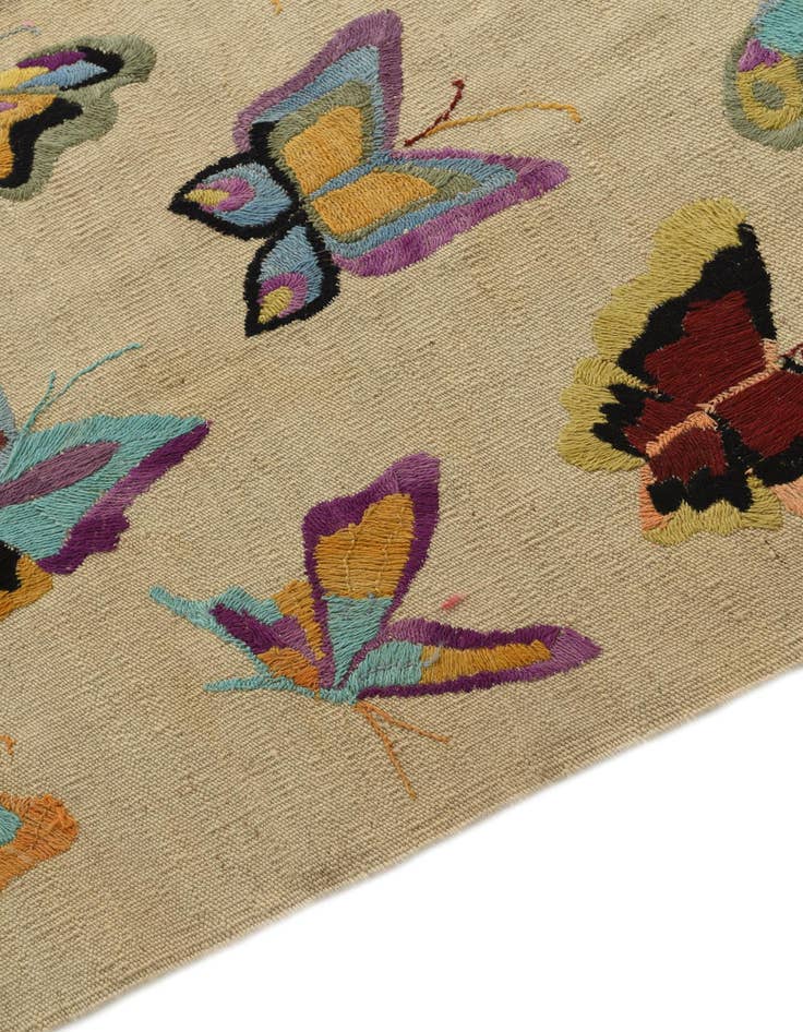 Detail image of 5' 2 x 6' 4  Hand Woven Kilim Suzani Wool Square Rug