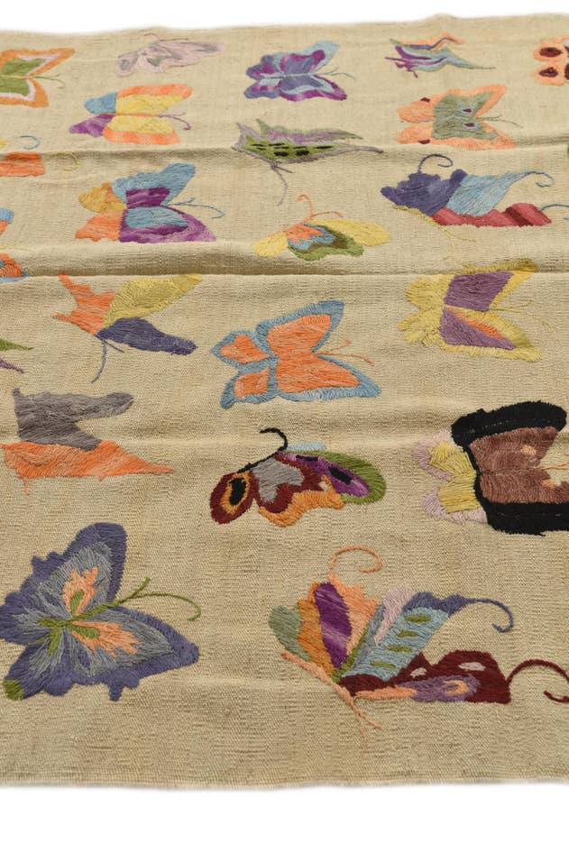 Detail image of 5' 1 x 6' 4 Hand Woven Kilim Suzani Wool Square Rug