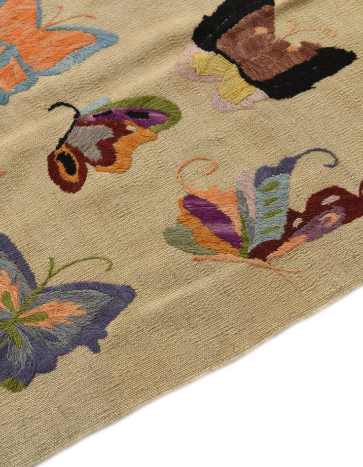 Detail image of 5' 1 x 6' 4  Hand Woven Kilim Suzani Wool Square Rug