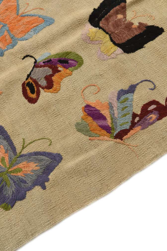 5' 1 x 6' 4 Hand Woven Kilim Suzani Wool Square Rug