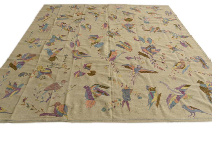 Detail image of 8' 2 x 8' 10 Hand Woven Kilim Suzani Wool Square Rug