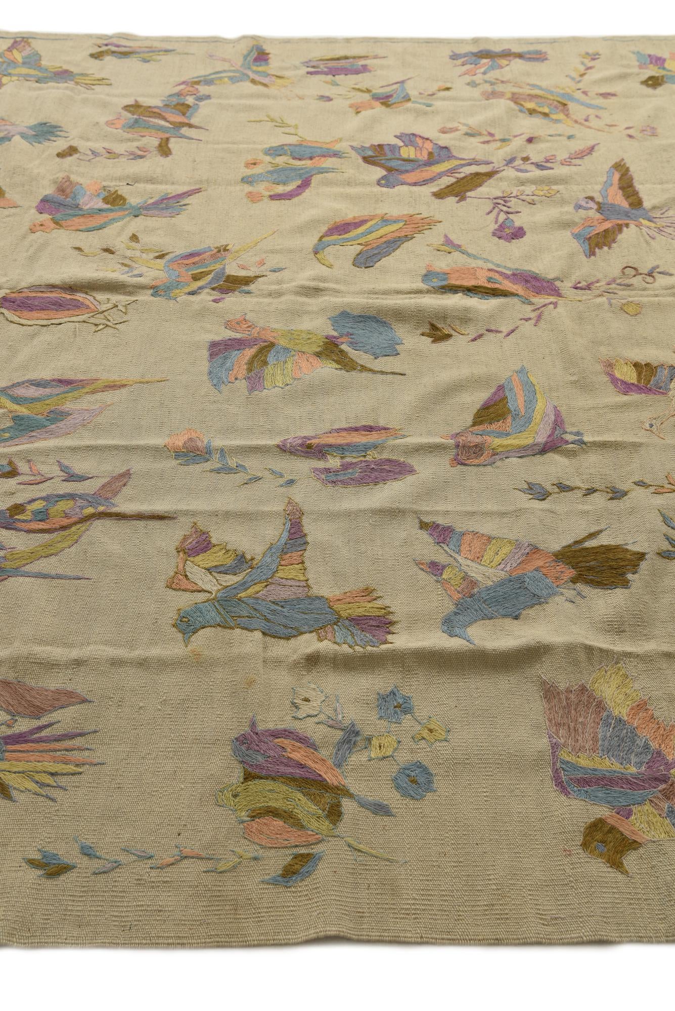 8' 2 x 8' 10 Hand Woven Kilim Suzani Wool Square Rug