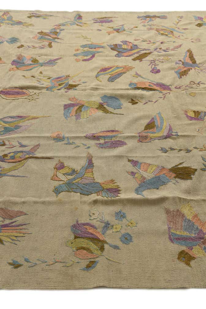 8' 2 x 8' 10 Hand Woven Kilim Suzani Wool Square Rug