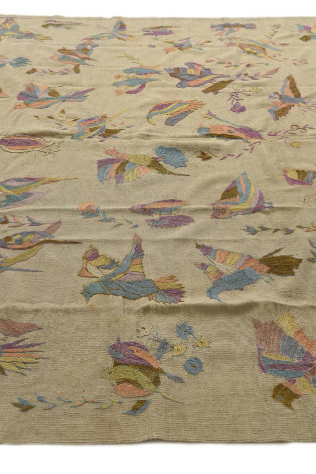Detail image of 8' 2 x 8' 10 Hand Woven Kilim Suzani Wool Square Rug