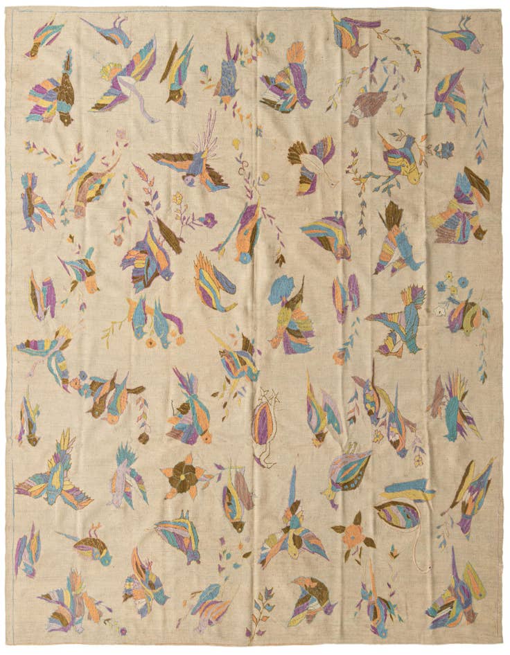 Detail image of 8' 2 x 8' 10 Hand Woven Kilim Suzani Wool Square Rug