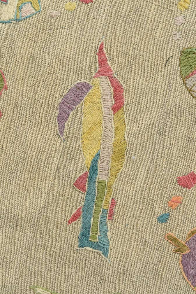 3' 3 x 3' 10 Hand Woven Kilim Suzani Wool Square Rug