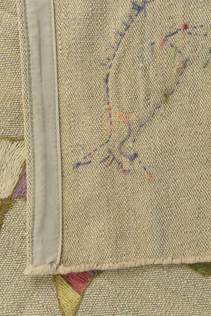 3' 3 x 3' 10 Hand Woven Kilim Suzani Wool Square Rug