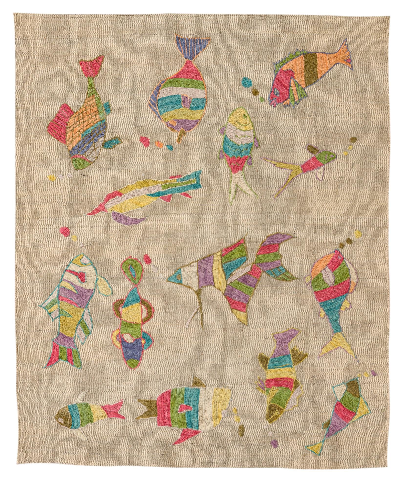 3' 3 x 3' 10 Hand Woven Kilim Suzani Wool Square Rug
