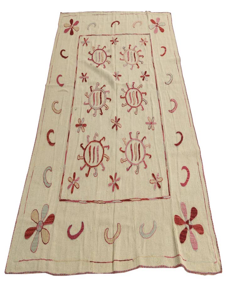 Detail image of 5' 4 x 6' 8  Hand Woven Kilim Suzani Wool Square Rug