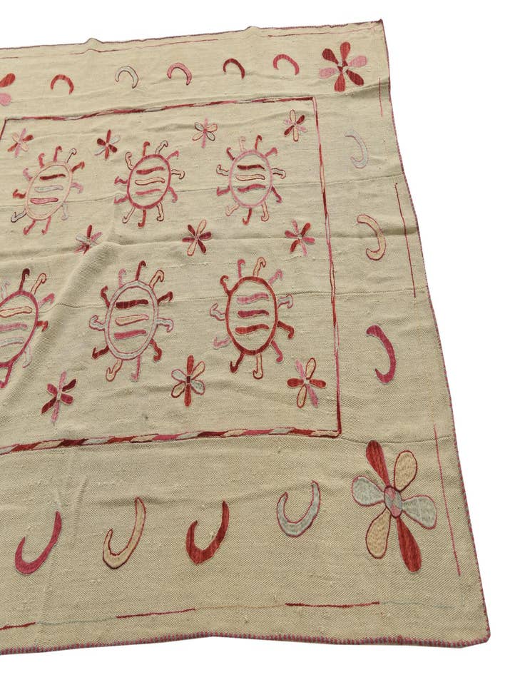 Detail image of 5' 4 x 6' 8  Hand Woven Kilim Suzani Wool Square Rug