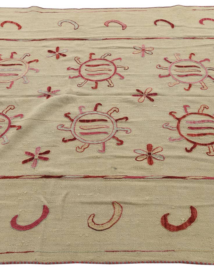 Detail image of 5' 4 x 6' 8  Hand Woven Kilim Suzani Wool Square Rug