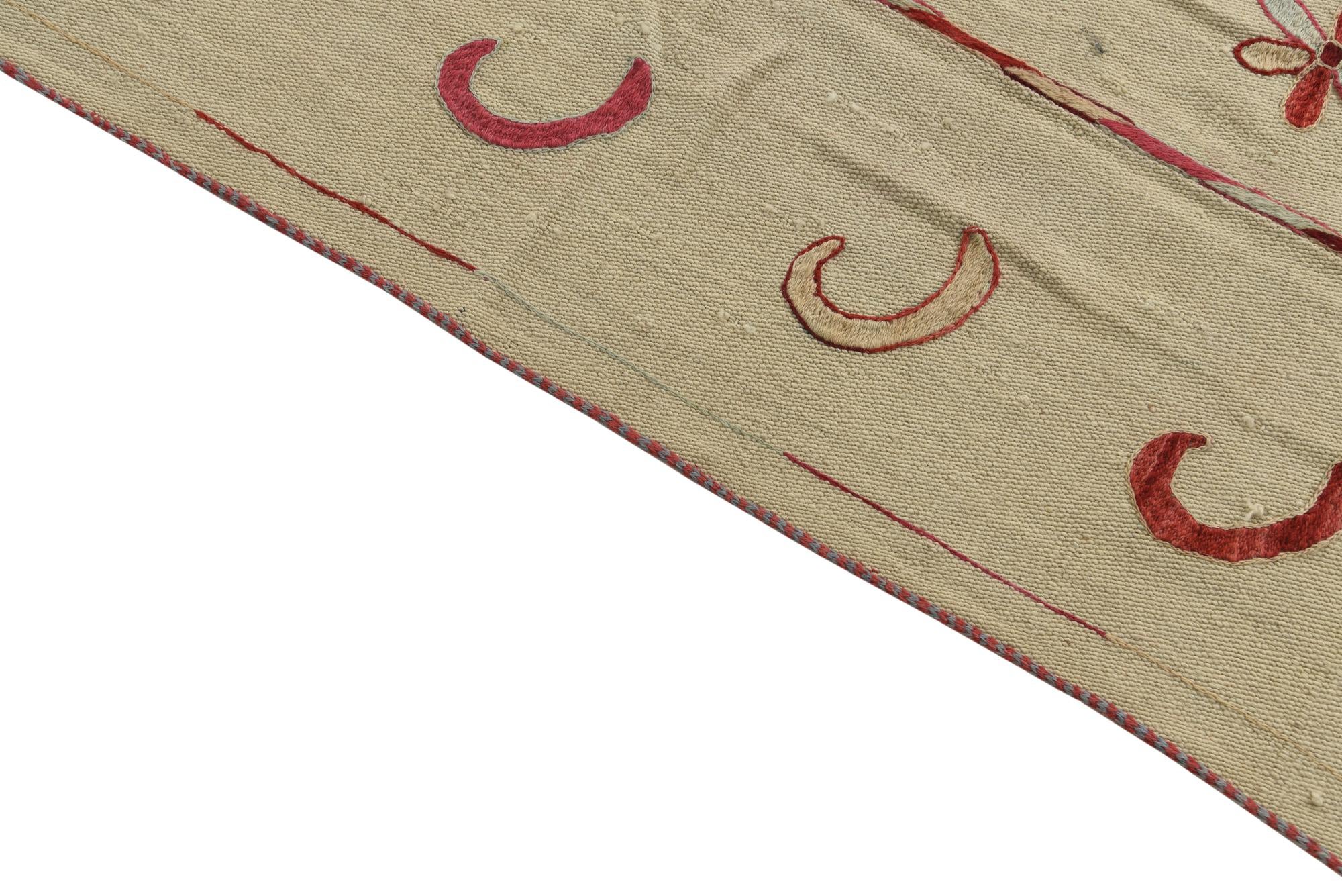 5' 4 x 6' 8 Hand Woven Kilim Suzani Wool Square Rug