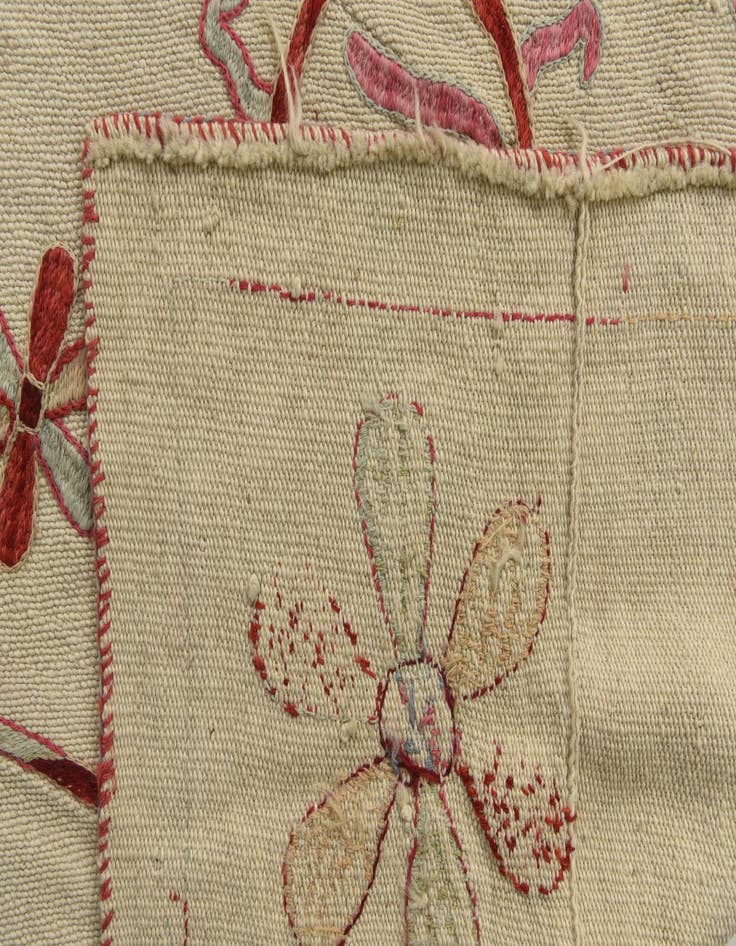 Detail image of 5' 4 x 6' 8  Hand Woven Kilim Suzani Wool Square Rug