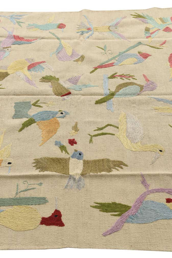 5' 2 x 6' 2 Hand Woven Kilim Suzani Wool Square Rug