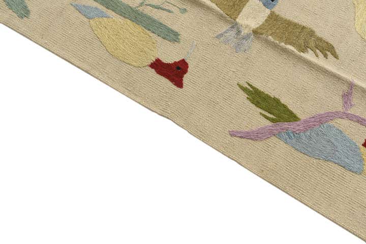 5' 2 x 6' 2 Hand Woven Kilim Suzani Wool Square Rug