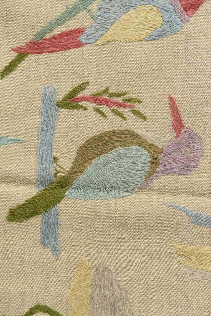 5' 2 x 6' 2 Hand Woven Kilim Suzani Wool Square Rug