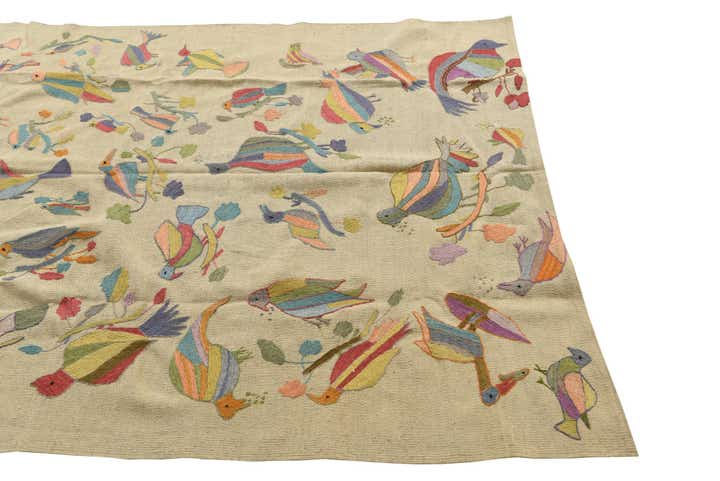 5' 2 x 6' 1 Hand Woven Kilim Suzani Wool Square Rug