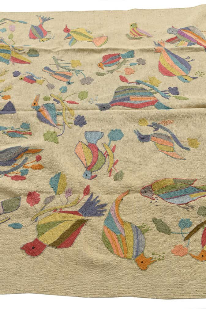 5' 2 x 6' 1 Hand Woven Kilim Suzani Wool Square Rug
