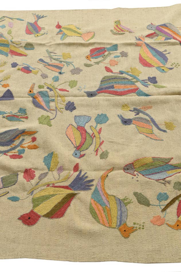 Detail image of 5' 2 x 6' 1 Hand Woven Kilim Suzani Wool Square Rug