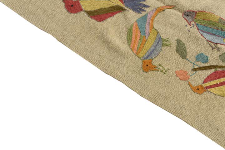 5' 2 x 6' 1 Hand Woven Kilim Suzani Wool Square Rug