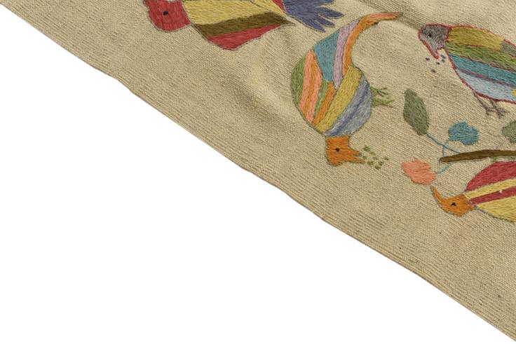 Detail image of 5' 2 x 6' 1 Hand Woven Kilim Suzani Wool Square Rug