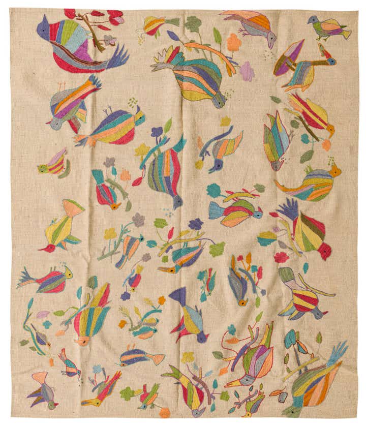 5' 2 x 6' 1 Hand Woven Kilim Suzani Wool Square Rug