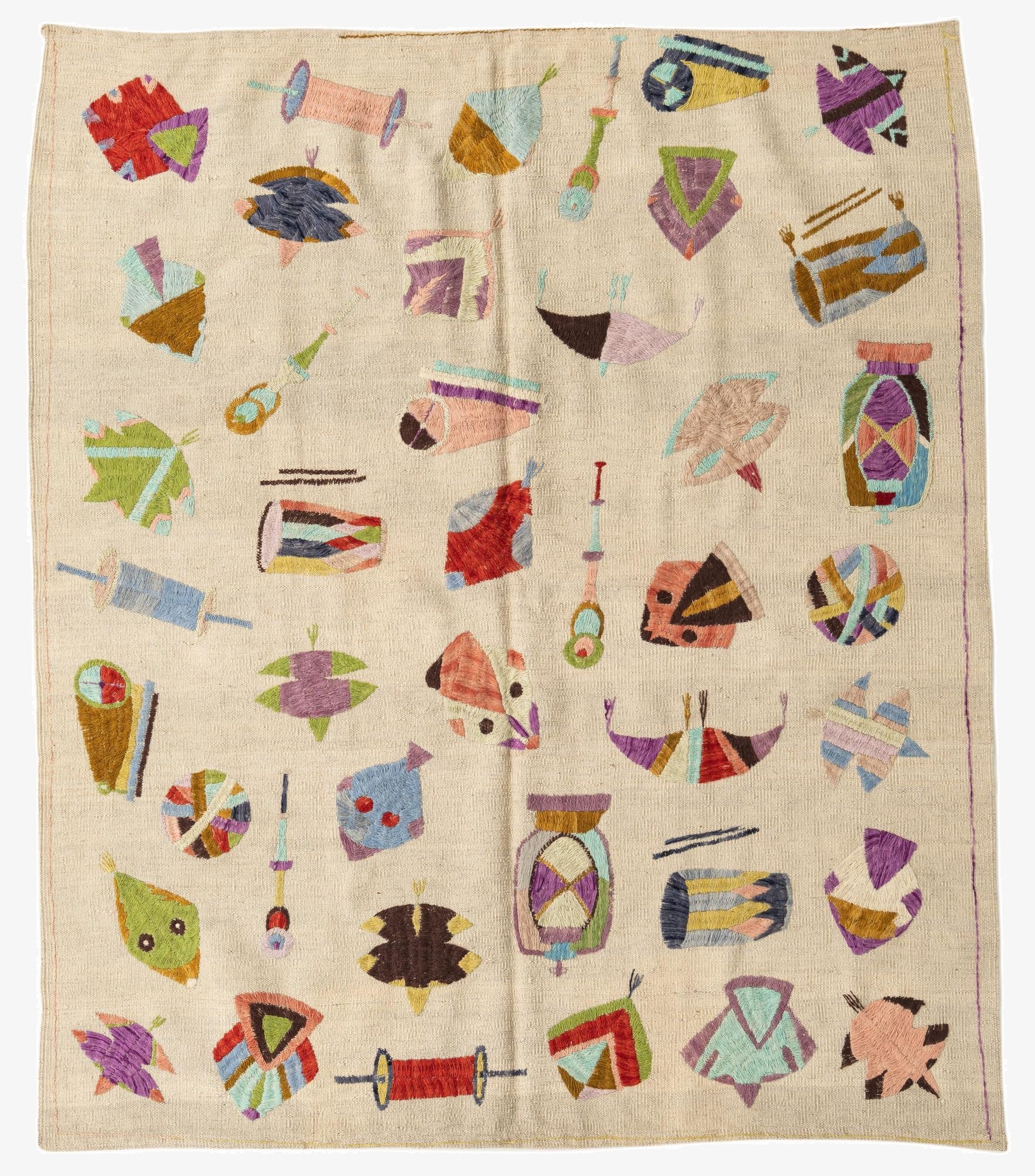 5' 4 x 6' 2  Hand Woven Kilim Suzani Wool Square Rug