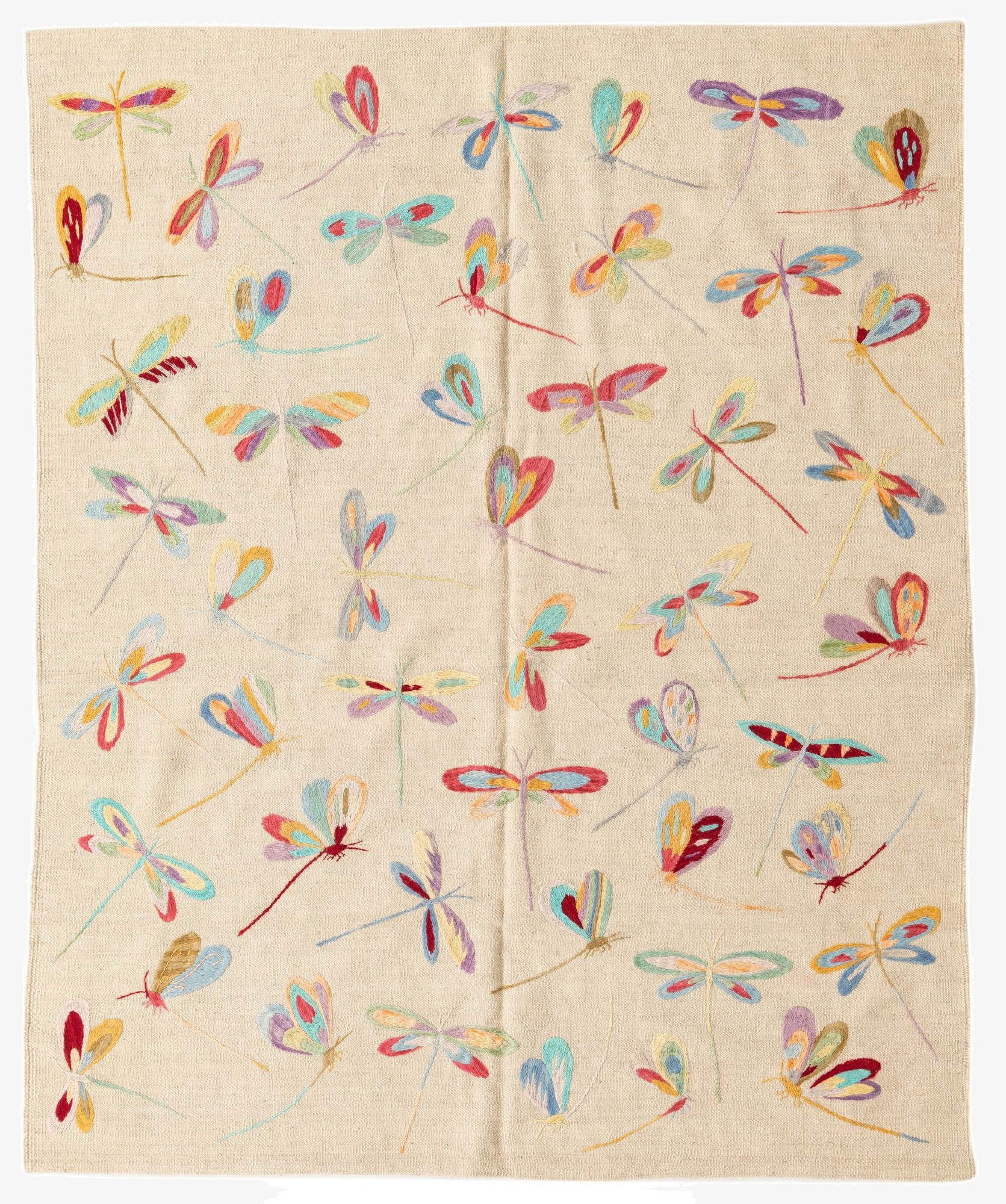 5' 1 x 6' 3  Hand Woven Kilim Suzani Wool Square Rug