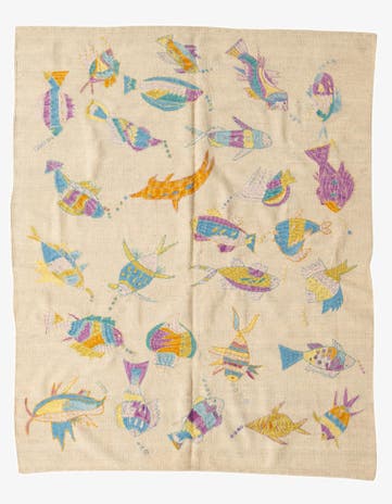 5' 1 x 6' 3 Hand Woven Kilim Suzani Wool Square Rug