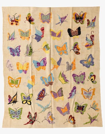 5' 1 x 6' 4 Hand Woven Kilim Suzani Wool Square Rug