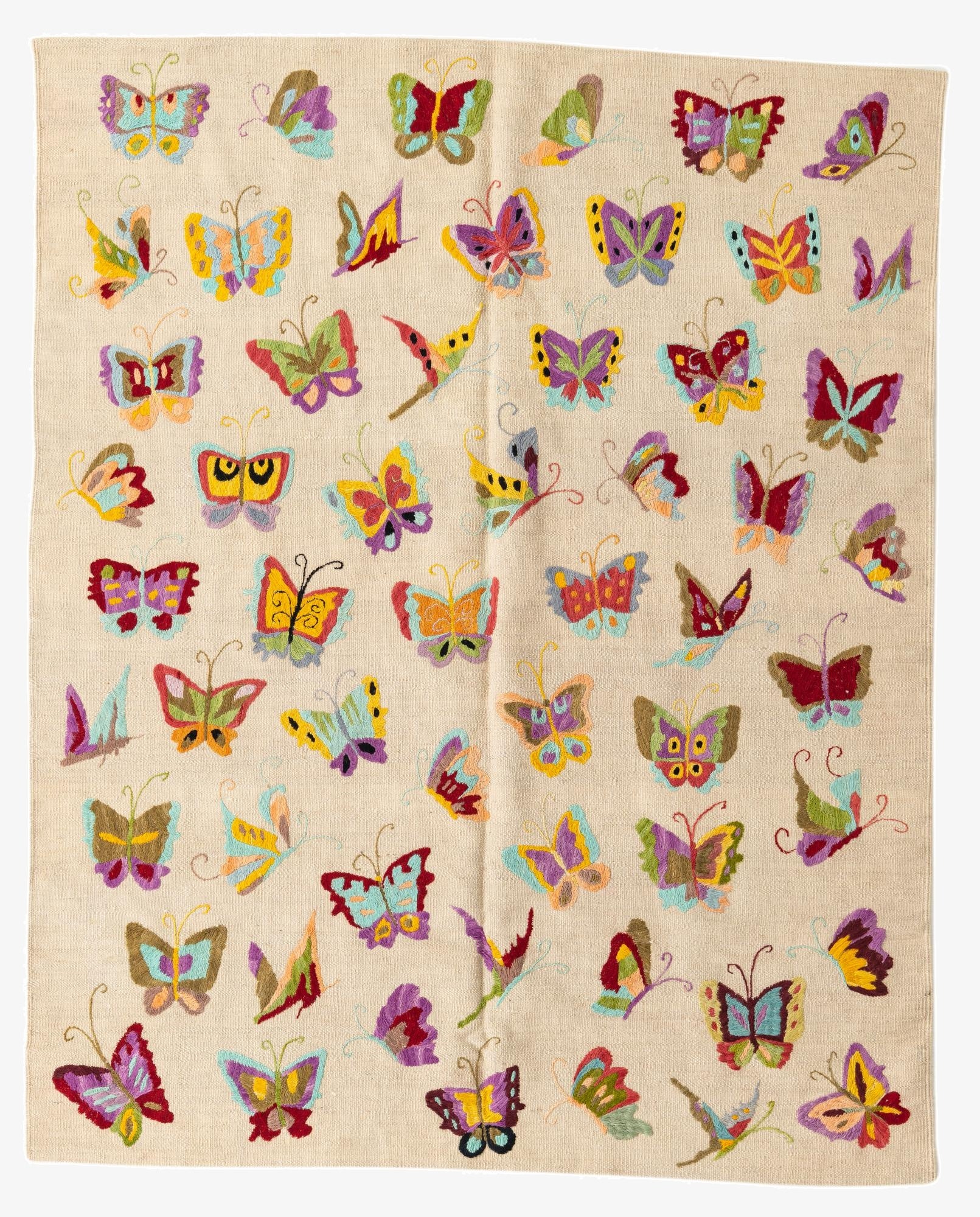 5' 2 x 6' 5  Hand Woven Kilim Suzani Wool Square Rug