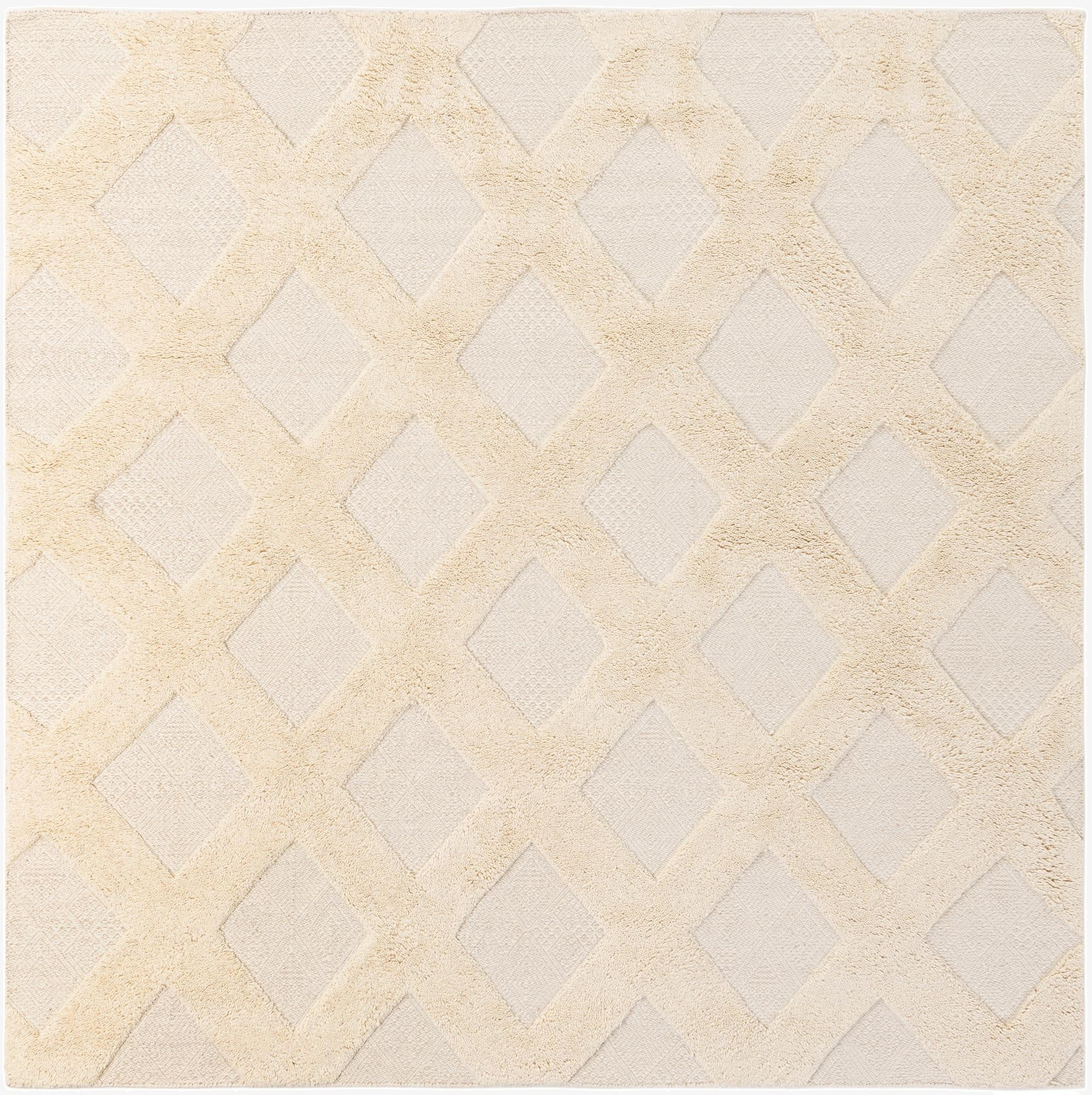 8' x 8'  Hand Woven Lattice Wool Square Rug